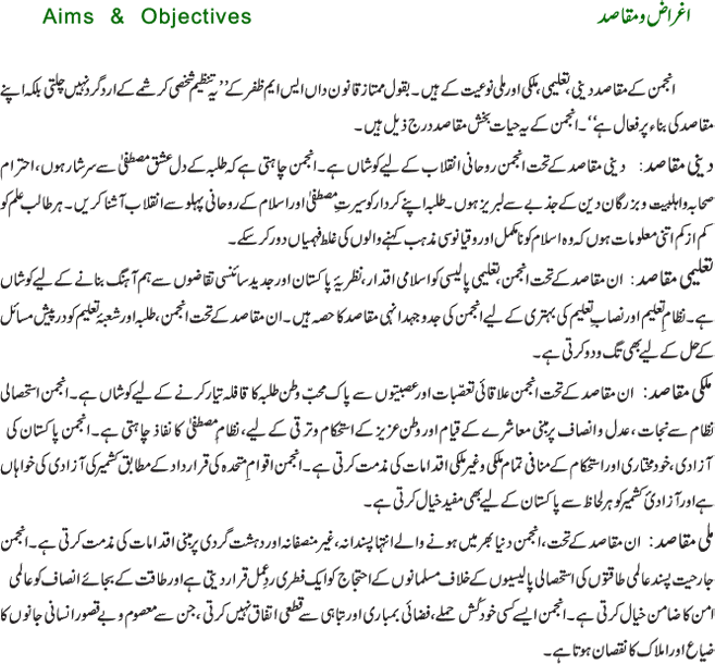 Aims & Objectives of Anjuman Talaba e Islam Pakistan